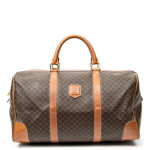 Celine Vintage Medium Travel Boston  en  marrón Lienzo recubierto
