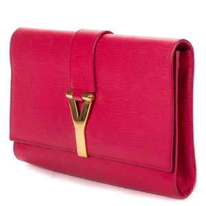 Yves Saint Laurent Ligne Y Clutch  en  rosa Cuero de ternero