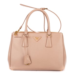 Prada Small Double Zip Galleria Tote Small en  rosa Cuero de ternero