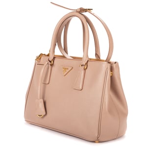 Prada Small Double Zip Galleria Tote Small en  rosa Cuero de ternero