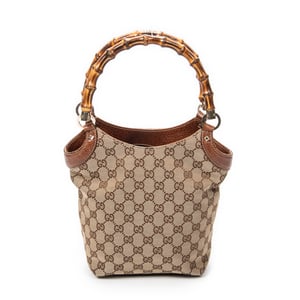 Gucci Small Bamboo Tote  en  marrón Lienzo