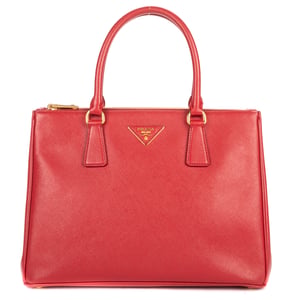 Prada Large Galleria Double Zip Tote Large en  rojo Cuero de ternero