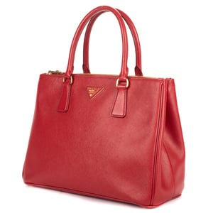 Prada Large Galleria Double Zip Tote Large en  rojo Cuero de ternero