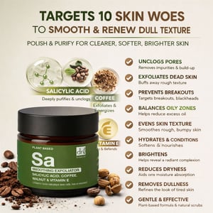 Dr. Botanicals Exfoliante antiedad con ácido salicílico, café, nuez y vitamina E, 30 ml.