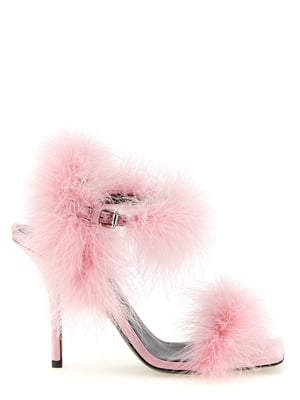 Sandalias de tacón stiletto de viscosa multicolor de Moschino