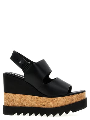 Sandalias de cuña negras de poliéster de Stella McCartney