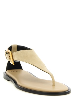 Sandalias Planas de Piel de Ternera Beiges Balmain