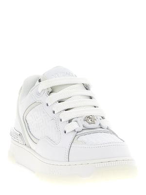 Zapatillas bajas de piel de ternero blancas de Versace