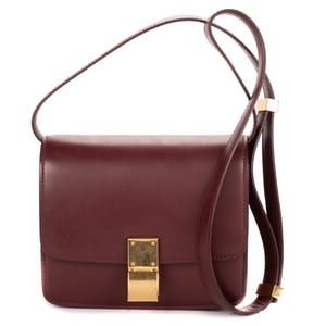 Celine Small Classic Box Small en  Borgoña Cuero de ternero