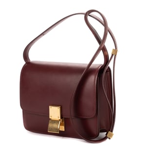 Celine Small Classic Box Small en  Borgoña Cuero de ternero