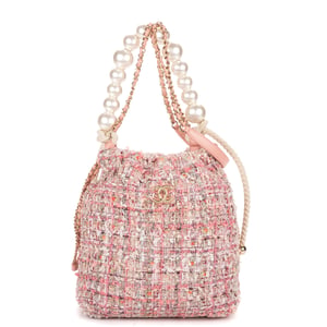 Chanel Ltd. Ed. Tweed Mini Pearl Bucket  en  rosa Lienzo