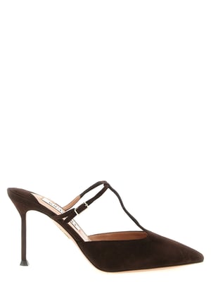 Zapatos de tacón alto de piel de cabra marrón Aquazzura