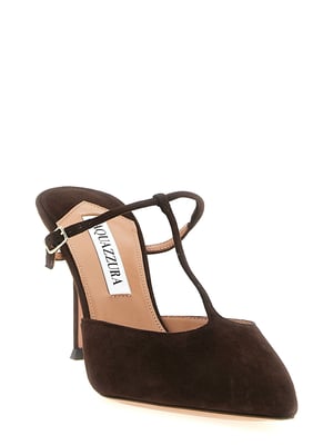 Zapatos de tacón alto de piel de cabra marrón Aquazzura