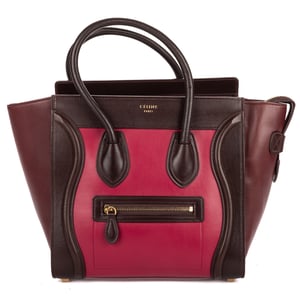 Celine Micro Tricolor Luggage  en  Borgoña Cuero de ternero