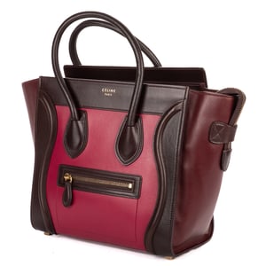 Celine Micro Tricolor Luggage  en  Borgoña Cuero de ternero