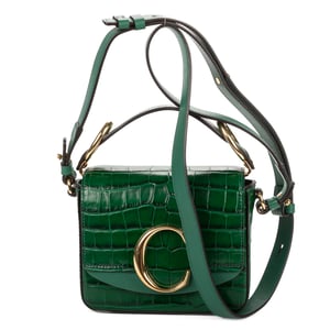 Chloé C Flap Crossbody  en  verde Cuero de ternero