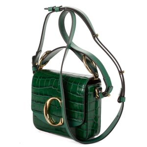 Chloé C Flap Crossbody  en  verde Cuero de ternero