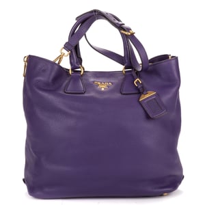 Prada Convertible Square Open Tote  en  morado Cuero de ternero
