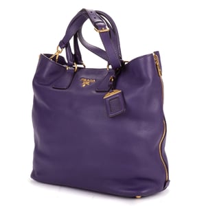 Prada Convertible Square Open Tote  en  morado Cuero de ternero