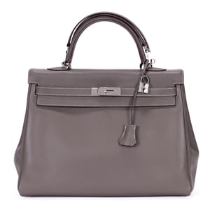 Hermès Kelly 35 Retourne 35 en  gris Cuero de ternero