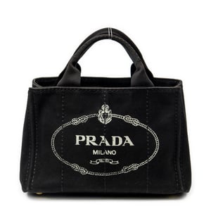 Prada Small Canapa Tote  en  negro Lienzo