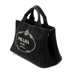 Prada Small Canapa Tote  en  negro Lienzo