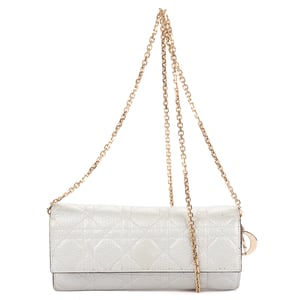Dior Miss Dior Wallet on Chain  en  gris Cuero de becerro