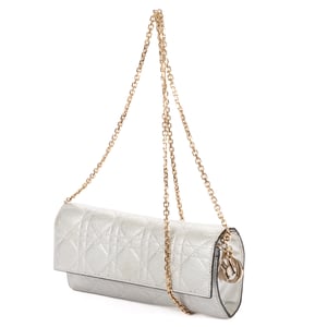 Dior Miss Dior Wallet on Chain  en  gris Cuero de becerro
