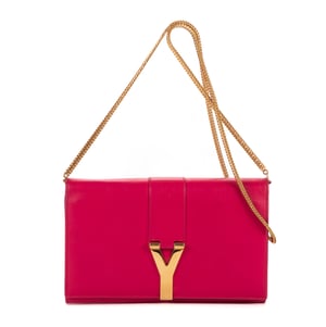 Yves Saint Laurent Y-Ligne Clutch  en  rosa Cuero de ternero