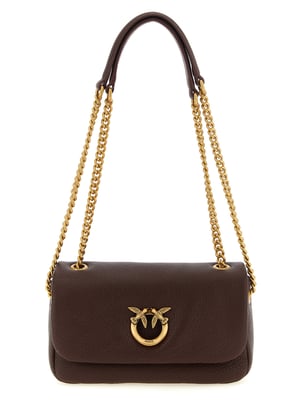 Bolso de hombro de cuero de cordero marrón PINKO