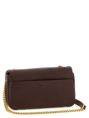 Bolso de hombro de cuero de cordero marrón PINKO