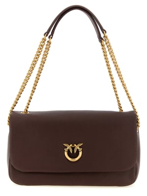 PINKO Bolso de Hombro de Cuero de Cordero Marrón