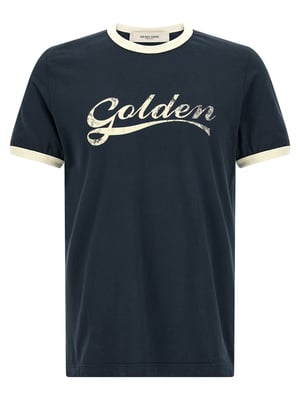 Camiseta de algodón azul Golden Goose
