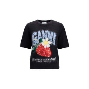 Camiseta Ganni Negra de Alpaca Vicugna Pacos
