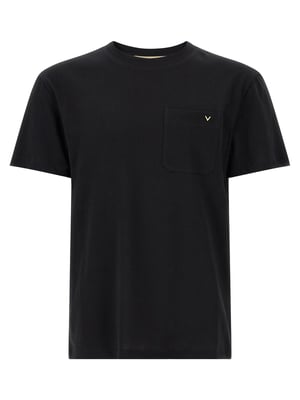 Camiseta de algodón negra Valentino Garavani