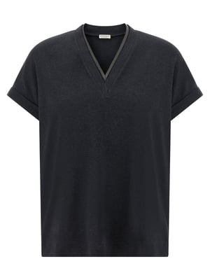 Camiseta de algodón gris Brunello Cucinelli