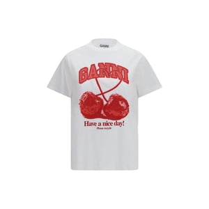 Ganni Camiseta de Algodón Blanca