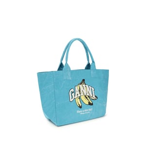 Bolso de Hombro de Algodón Reciclado Azul Ganni