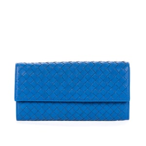Bottega Veneta Flap Continental  en  Blue Cuero de becerro