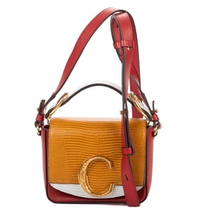 Chloé C Flap Bag  en  rojo Cuero de ternero