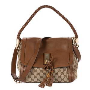 Gucci Medium Bella Flap  en  beige Lienzo