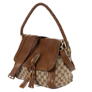 Gucci Medium Bella Flap  en  beige Lienzo