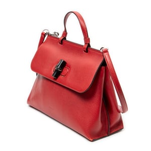 Gucci Medium Bamboo Daily Top Handle  en  Red Cuero de ternero