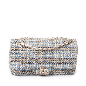 Chanel Classic Double Flap 26 en  Blue Lienzo