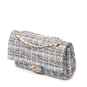 Chanel Classic Double Flap 26 en  Blue Lienzo