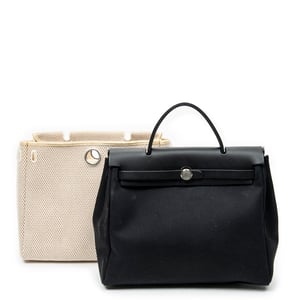 Hermès Herbag 2 in 1 PM en  negro Lienzo
