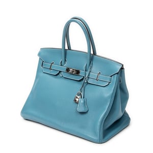 Hermès Birkin Retourne 35 en  Blue Cuero de ternero