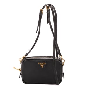 Prada Mini Zip Crossbody  en  negro Cuero de ternero