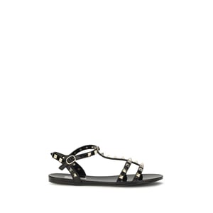 Sandalias Planas de Goma Negras Valentino Garavani