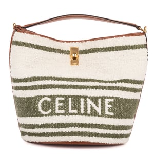 Celine Bucket 16  en  verde Lienzo